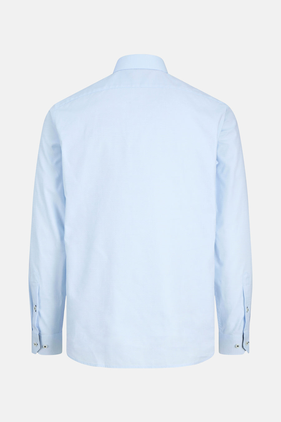 Chemise à manches longues bleue de PREMIUM by JACK & JONES, vue de dos, avec poignets boutonnés.