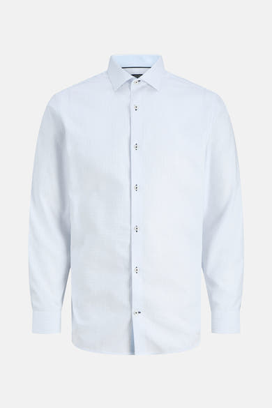 Wit overhemd met lange mouwen en subtiel patroon van PREMIUM by JACK & JONES, met knopen en een klassieke pasvorm.