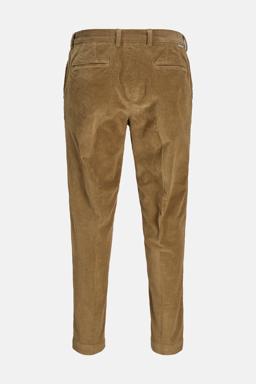 Pantalon de costume beige en velours côtelé, vue arrière, par JACK & JONES, coupe ajustée avec poches plaquées