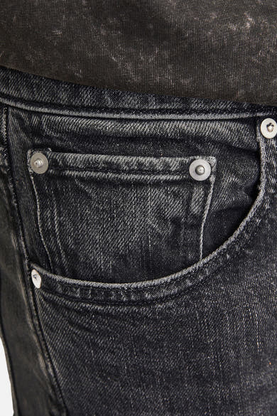Zwarte, nauwsluitende jeans van JACK & JONES JEANS INTELLIGENCE met muntzakje en metalen knoopdetails.