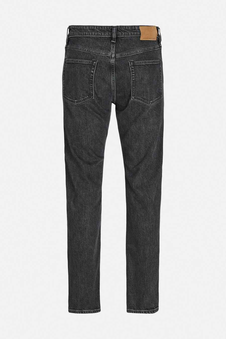 Zwarte, nauwsluitende jeans JACK & JONES JEANS INTELLIGENCE met achterzakken en bruin label.