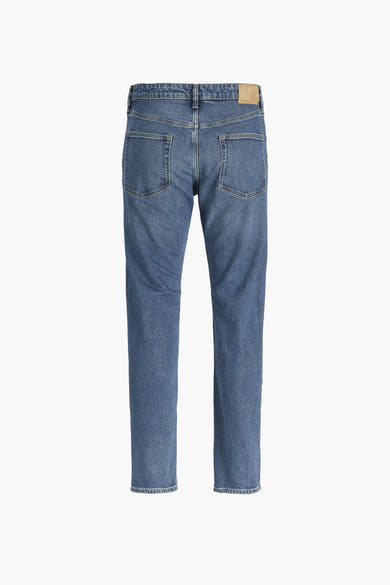 Jack & Jones Intelligence middellange blauwe slim fit jeans, achterkant.