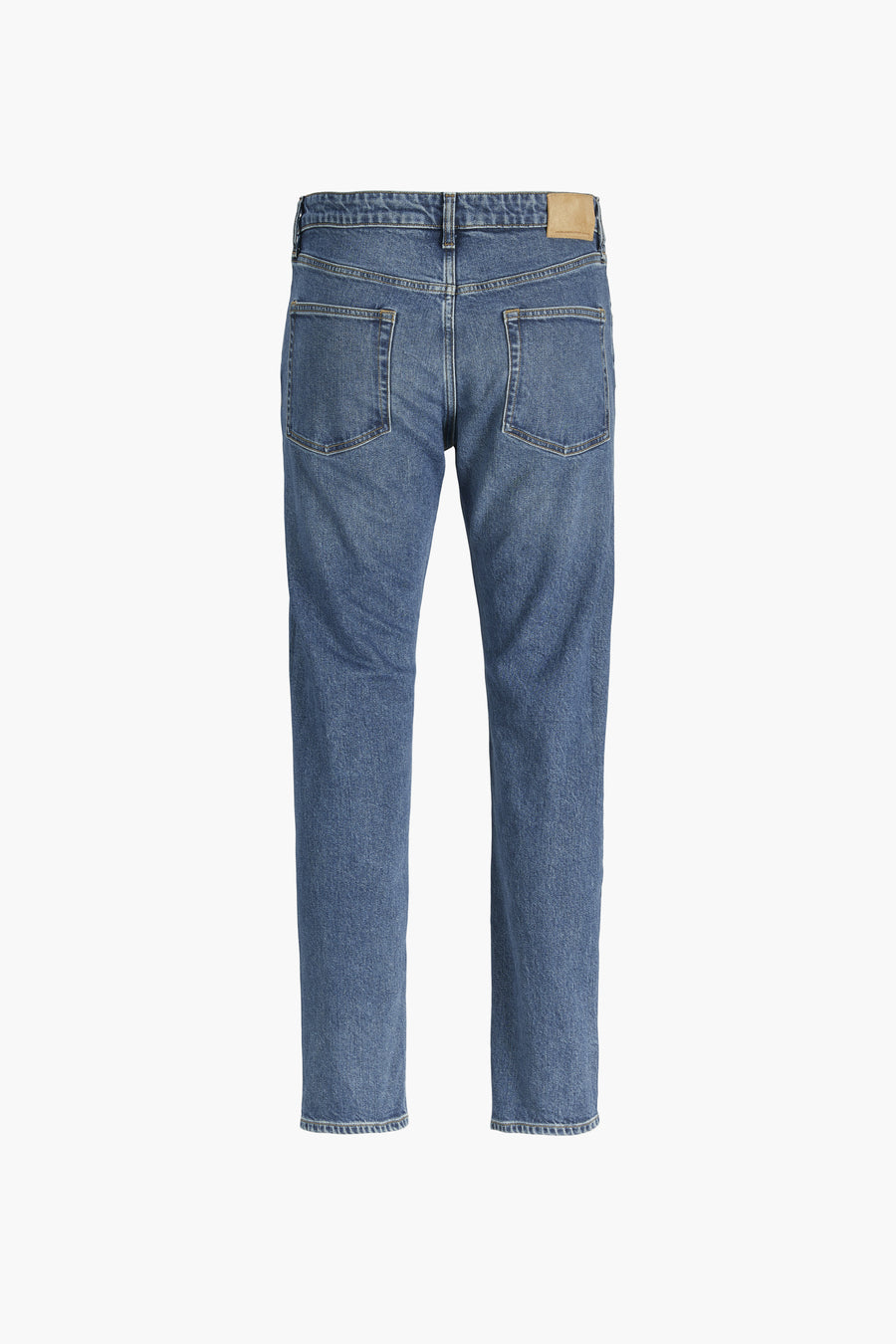 Jack & Jones Intelligence middellange blauwe slim fit jeans, achterkant.