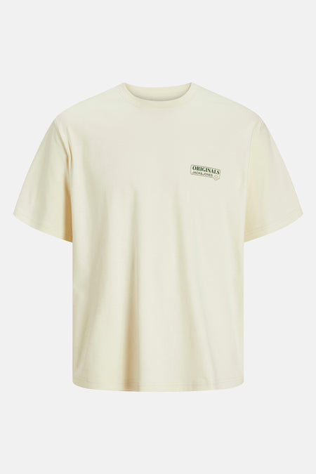 Ecru T-shirt met korte mouwen van ORIGINALS BY JACK & JONES, met een opdruk op de borst.