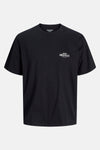 Zwart T-shirt met korte mouwen van ORIGINALS BY JACK & JONES, met witte opdruk van het logo.
