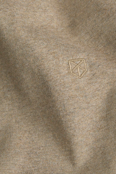 Beige T-shirt met korte mouwen van PREMIUM by JACK & JONES, in een getextureerd breisel met een discreet logo.