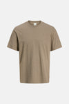 Beige T-shirt met korte mouwen van PREMIUM by JACK & JONES, met een klein, discreet logo op de borst.