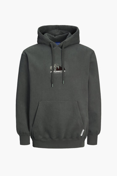 Sweat à capuche kaki par ORIGINALS BY JACK & JONES avec cordon de serrage et motif brodé.