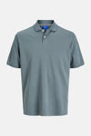 Blauw poloshirt met korte mouwen van ORIGINALS BY JACK & JONES met gestreepte kraag en discreet logo.