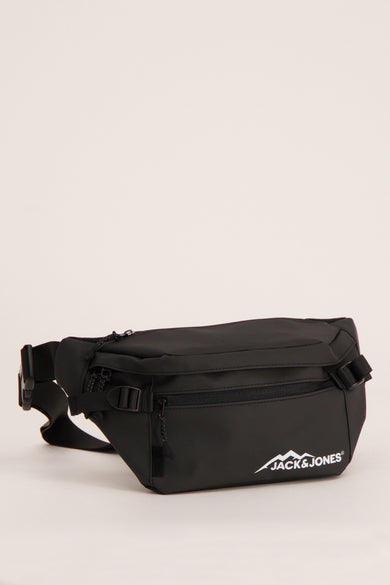 Sac banane noir ACCESSORIES BY JACK & JONES avec fermeture éclair et bandoulière réglable.