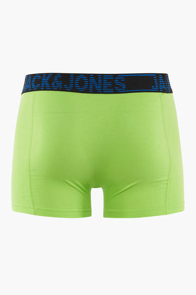 Boxer vert de ACCESSORIES BY JACK & JONES avec ceinture élastique noire et logo bleu.
