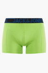 Boxer vert en coton, par ACCESSORIES BY JACK & JONES, avec ceinture élastique noire à logo bleu.