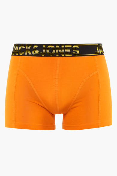 Boxer orange de ACCESSORIES BY JACK & JONES avec ceinture élastique noire et logo jaune.