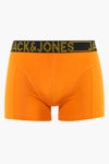 Boxer orange de ACCESSORIES BY JACK & JONES avec ceinture élastique noire et logo jaune.