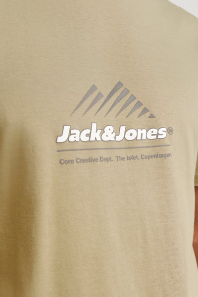 Zilver T-shirt met korte mouwen van JACK & JONES, versierd met een grafisch logo.
