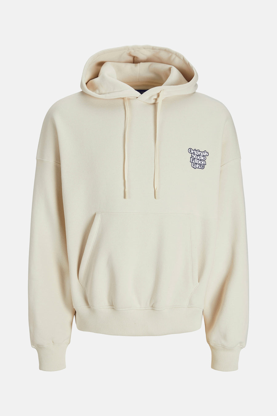 Gebroken wit hoodie van ORIGINALS BY JACK & JONES, met een logo op de borst en een kangoeroezak.