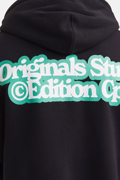 Sweat à capuche noir by ORIGINALS BY JACK & JONES avec imprimé graphique au dos.
