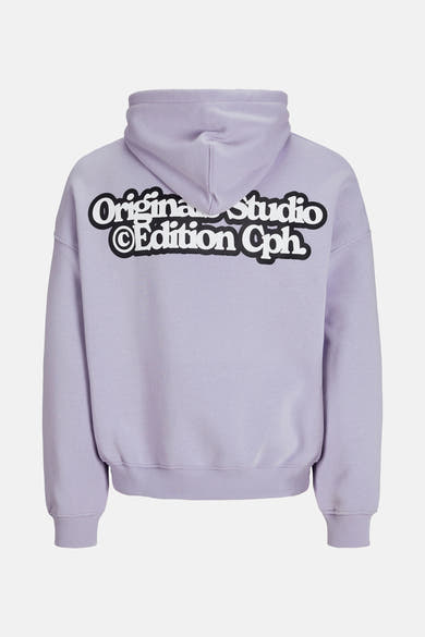 Paarse hoodie van ORIGINALS BY JACK & JONES met een grafische print op de rug.