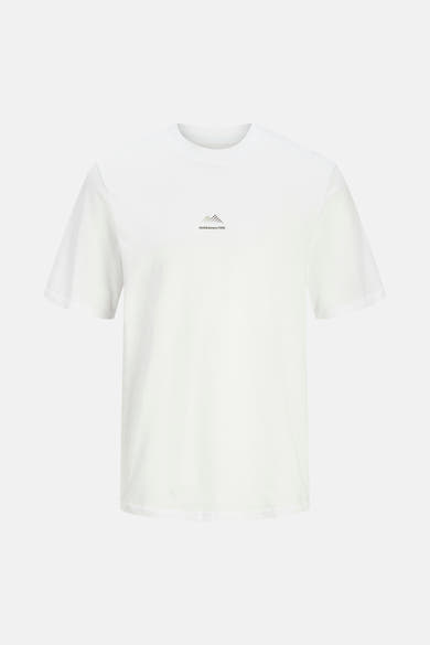 Wit T-shirt met korte mouwen van JACK & JONES, versierd met een klein, discreet grafisch logo.