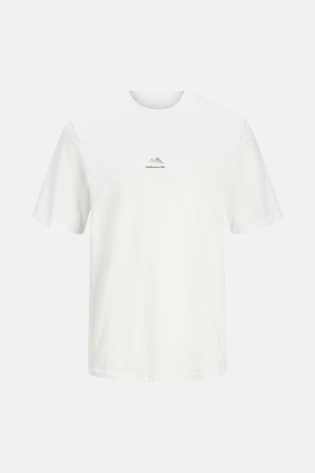 Wit T-shirt met korte mouwen van JACK & JONES, versierd met een klein, discreet grafisch logo.