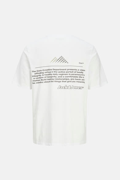 Wit T-shirt met korte mouwen van JACK & JONES met een grafische print op de achterkant.