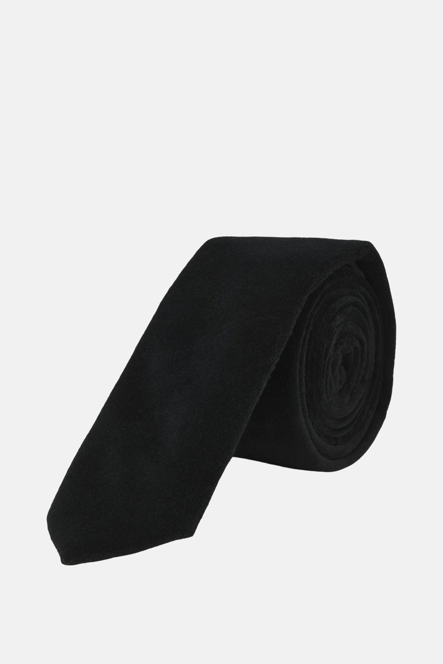 Zwarte stropdas van ACCESSORIES BY JACK & JONES, opgerold, met een zachte textuur.