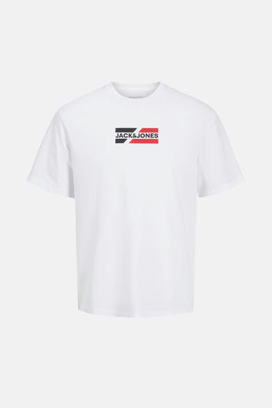 T-shirt à manches courtes blanc de JACK & JONES, avec un logo graphique centré.