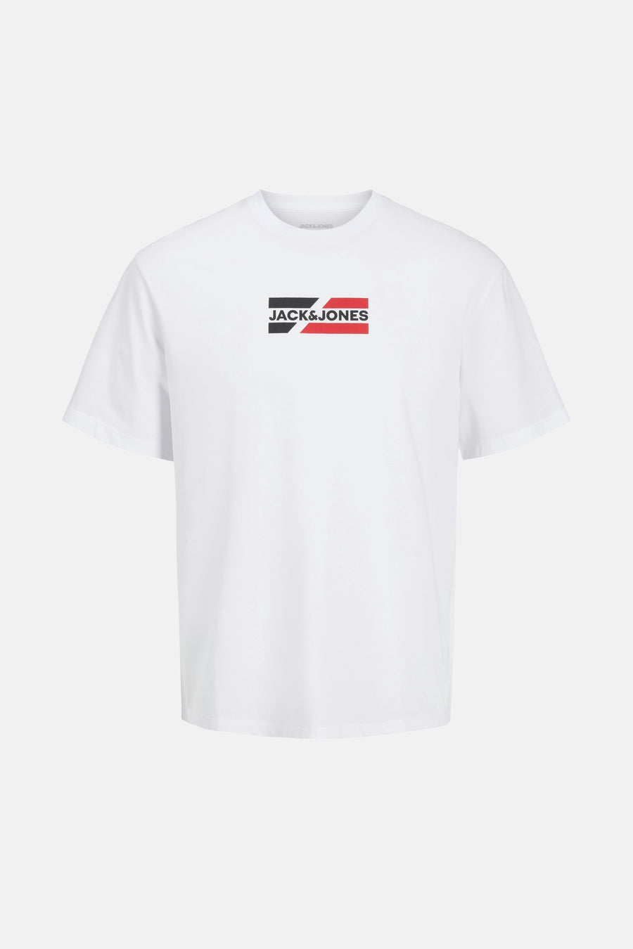 T-shirt à manches courtes blanc de JACK & JONES, avec un logo graphique centré.
