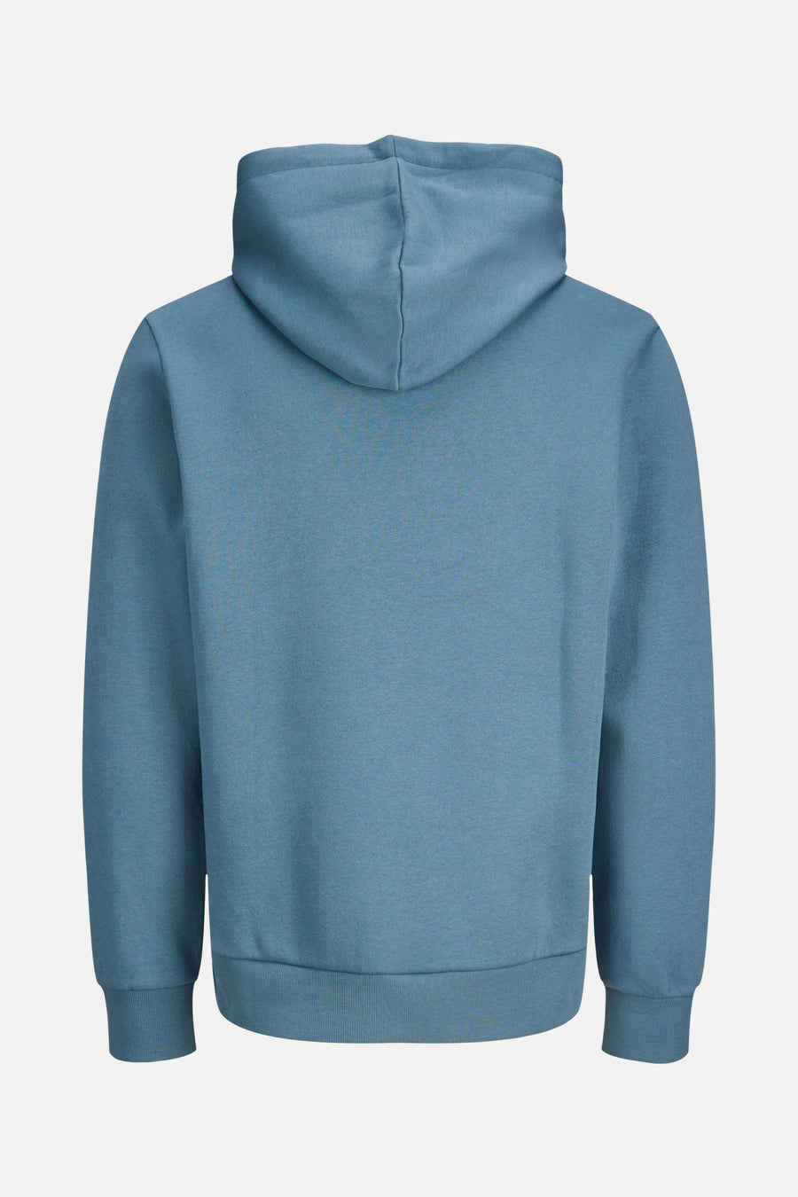 Sweat à capuche bleu de JACK & JONES, vue arrière, avec capuche et finitions côtelées.