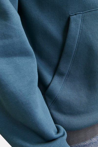 Blauwe hoodie van JACK & JONES, van getextureerde stof met een kangoeroezak.