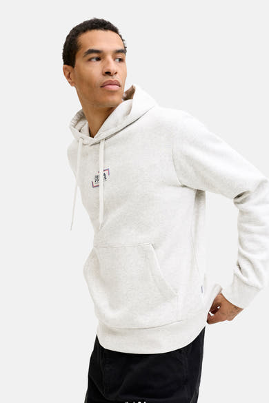 Ecru hoodie van JACK & JONES, met trekkoord en kangoeroezak