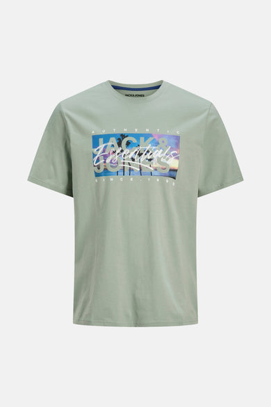 Groen T-shirt met korte mouwen van ORIGINALS BY JACK & JONES met een grafische palmprint.