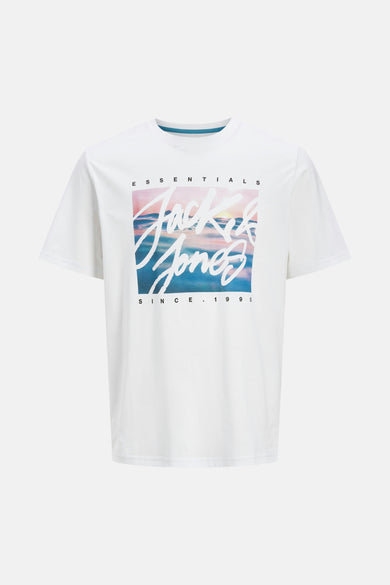 Wit T-shirt met korte mouwen van ORIGINALS BY JACK & JONES met een grafische print op de voorkant.