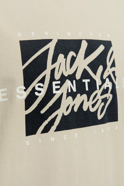 T-shirt à manches courtes beige d'ORIGINALS BY JACK & JONES avec un imprimé graphique sur le devant.