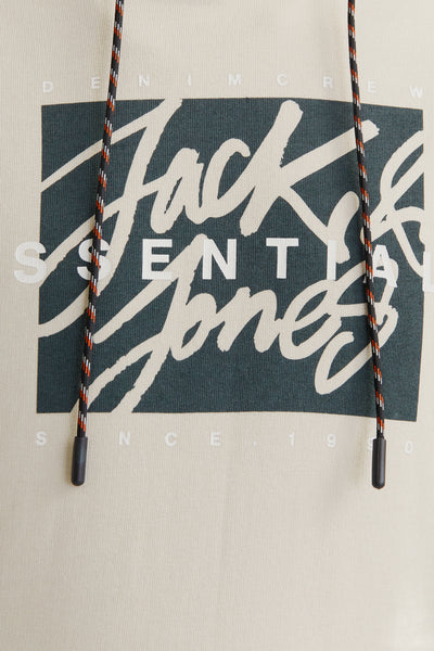 Sweat à capuche écru Originals by Jack & Jones, avec cordon à motifs sur le devant.
