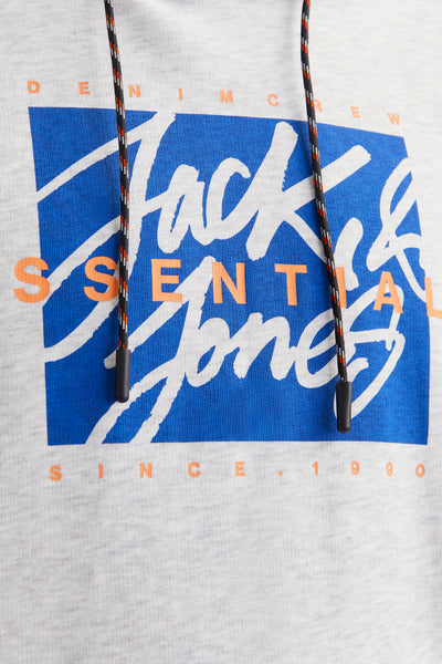 Sweat à capuche gris chiné ORIGINALS by JACK & JONES, avec cordon de serrage et logo imprimé.

