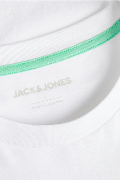 Witte t-shirt met korte mouwen van ORIGINALS BY JACK & JONES, met een groene kraag.