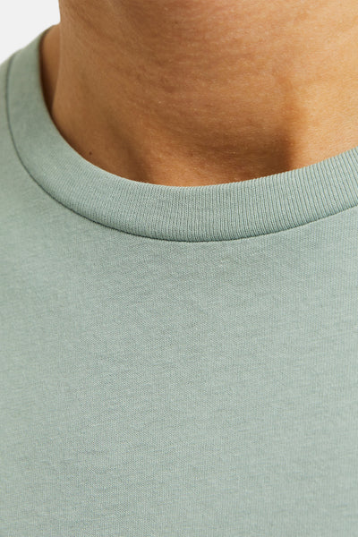 T-shirt met korte mouwen groen van JACK & JONES, ronde nek in gareelde tric.