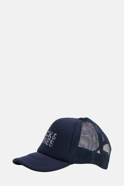 Casquette bleue par ACCESSORIES BY JACK & JONES avec visière, et empiècement arrière en maille.