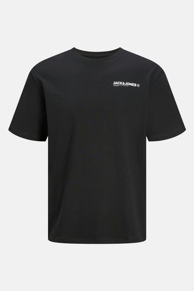 Zwart T-shirt met korte mouwen van Originals by Jack & Jones, met een logoprint op de voorkant.