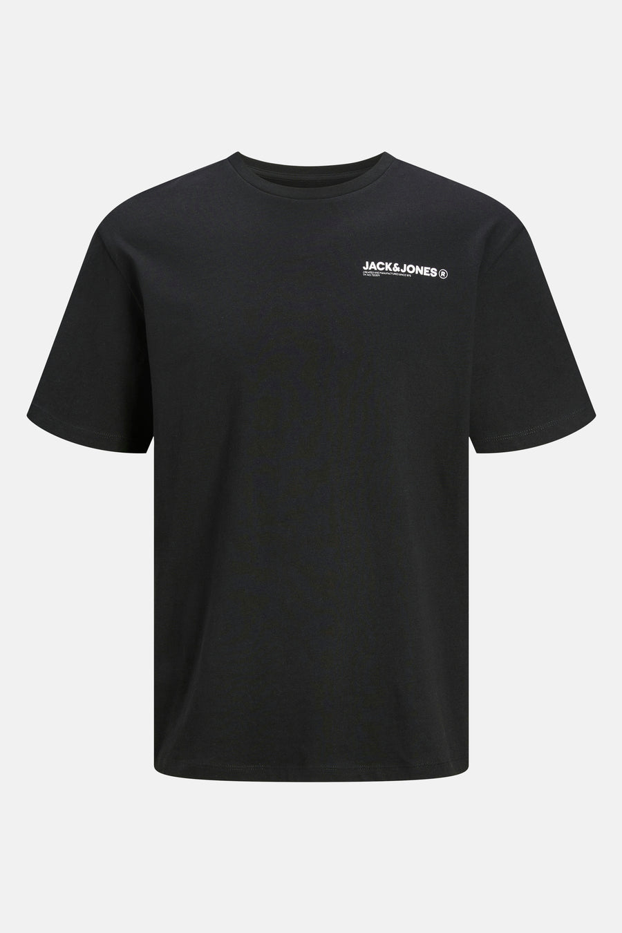 Zwart T-shirt met korte mouwen van Originals by Jack & Jones, met een logoprint op de voorkant.