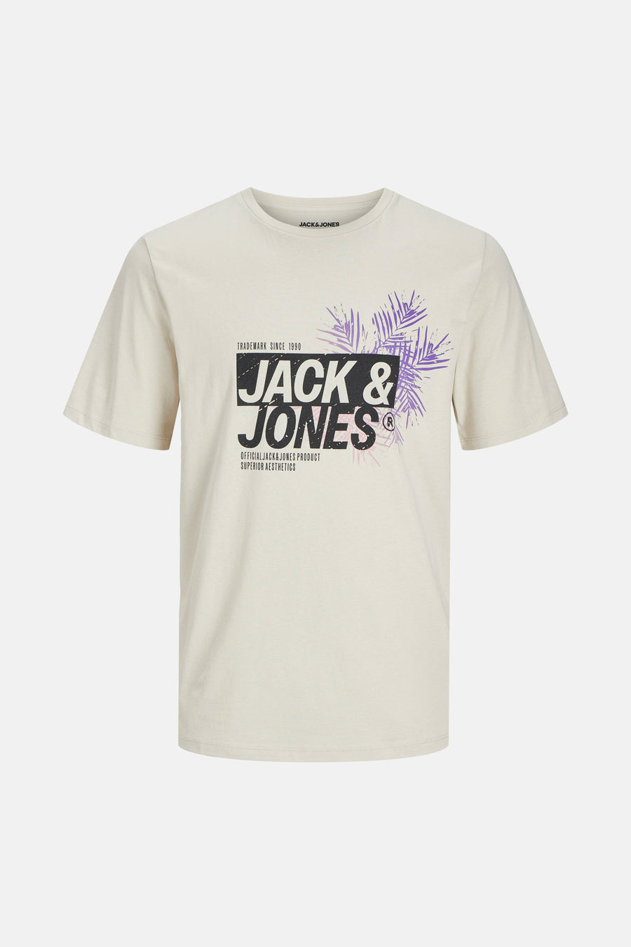 T-shirt écru à manches courtes de JACK & JONES avec imprimé graphique devant.

