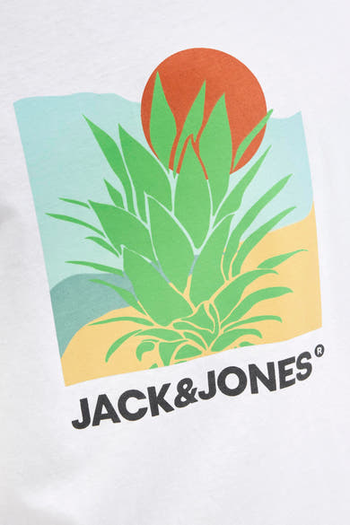 T-shirt à manches courtes blanc d'ORIGINALS BY JACK & JONES avec un motif graphique de style estival.