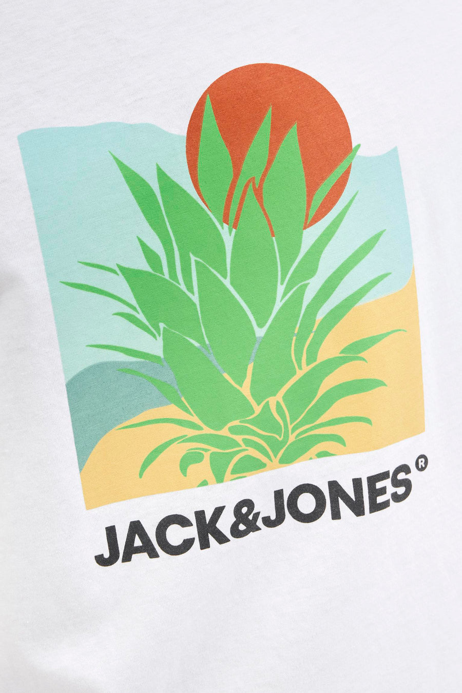 T-shirt à manches courtes blanc d'ORIGINALS BY JACK & JONES avec un motif graphique de style estival.