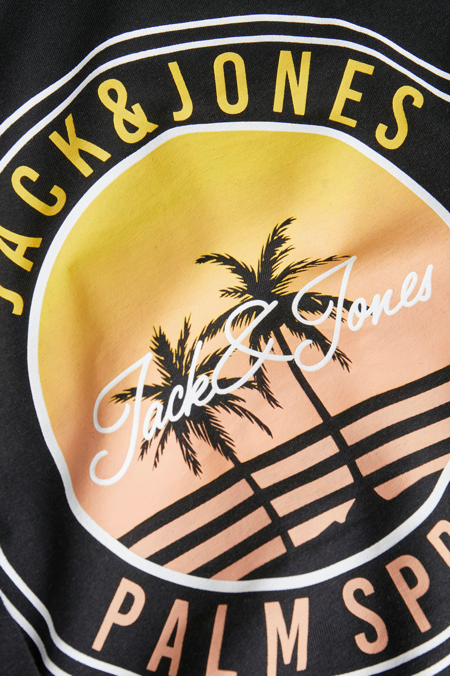 Zwart T-shirt met korte mouwen van ORIGINALS BY JACK & JONES, met palmboomprint.