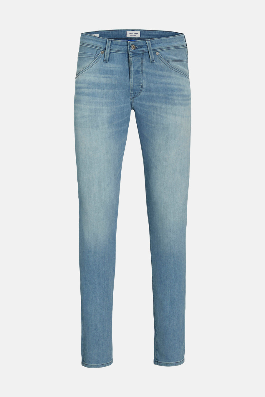 Lichtblauwe slim fit jeans van JACK & JONES JEANS INTELLIGENCE, rechte pasvorm, van gewassen denim.