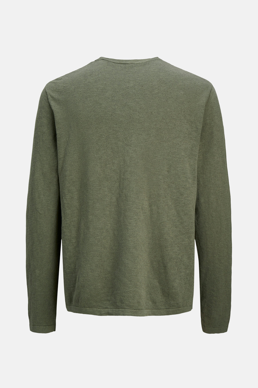 Pull à col rond vert de PREMIUM by JACK & JONES, avec une texture tricotée fine.