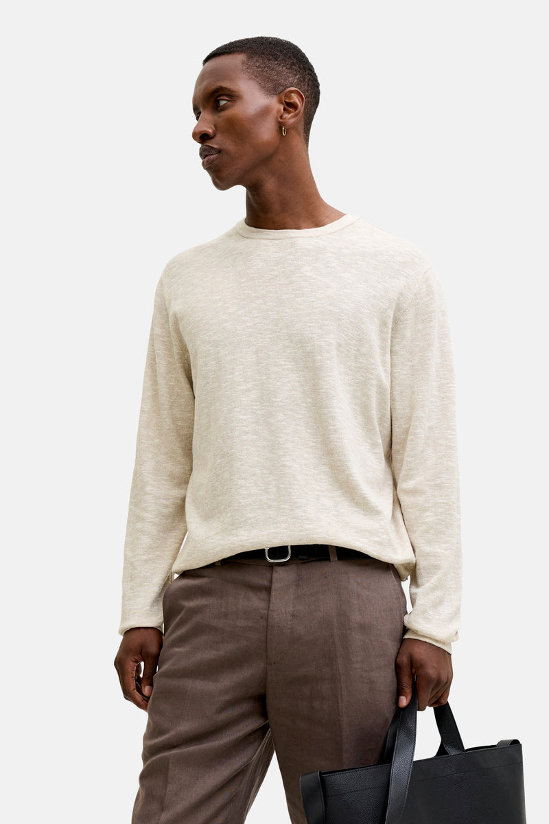 Pull met ronde hals - beige