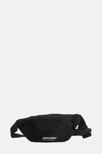 Zwarte heuptas van ACCESSORIES BY JACK & JONES met verstelbare schouderriem, ritssluiting.