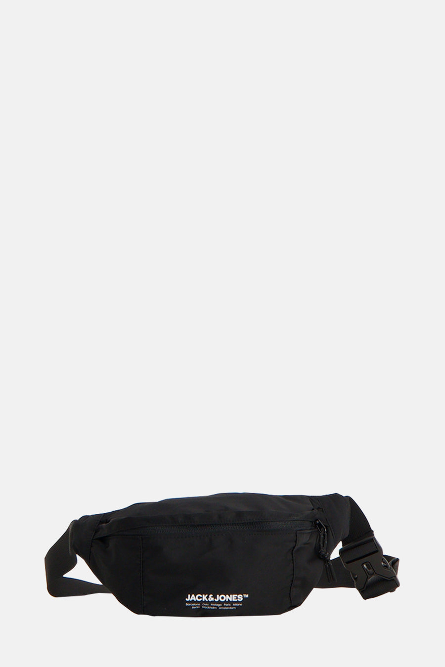 Zwarte heuptas van ACCESSORIES BY JACK & JONES met verstelbare schouderriem, ritssluiting.
